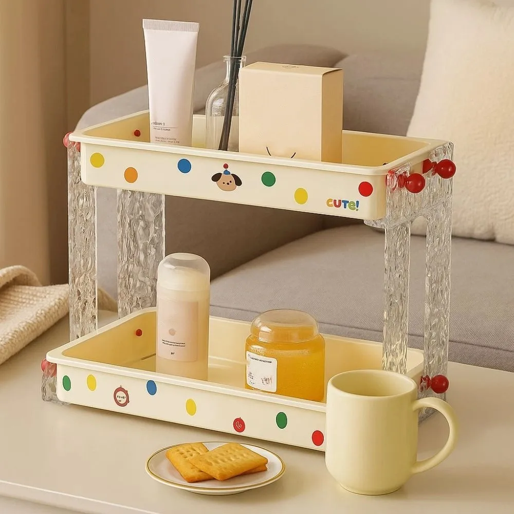

Dopamine 2-layer Storage Rack High-capacity Plastic Desktop Storage Organizer Detachable Desktop Organizer Cosmetics