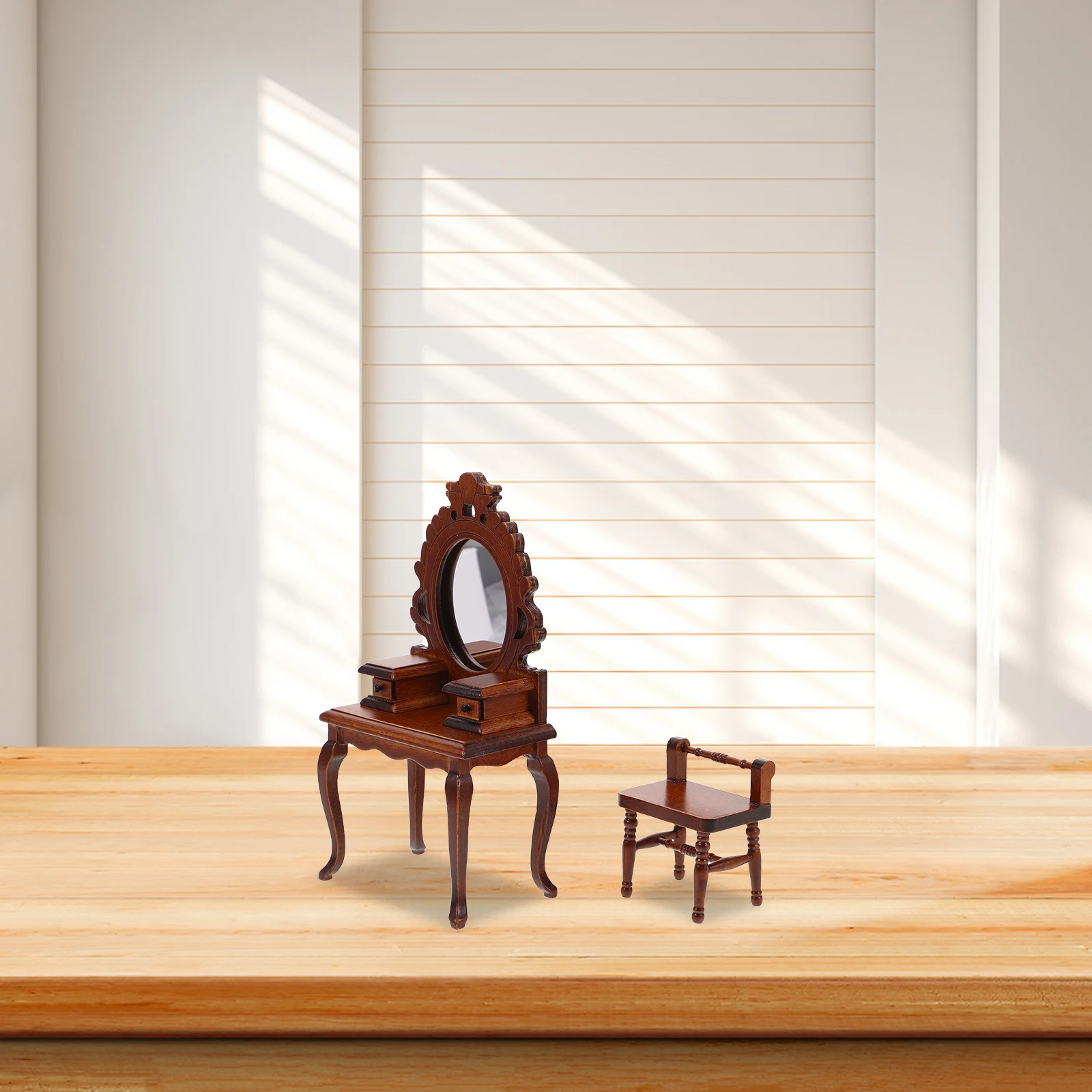 레트로 미니 가구 미니어처 장식 인형 집 침실 테이블 공주 액세서리 빈티지 책상 장난감