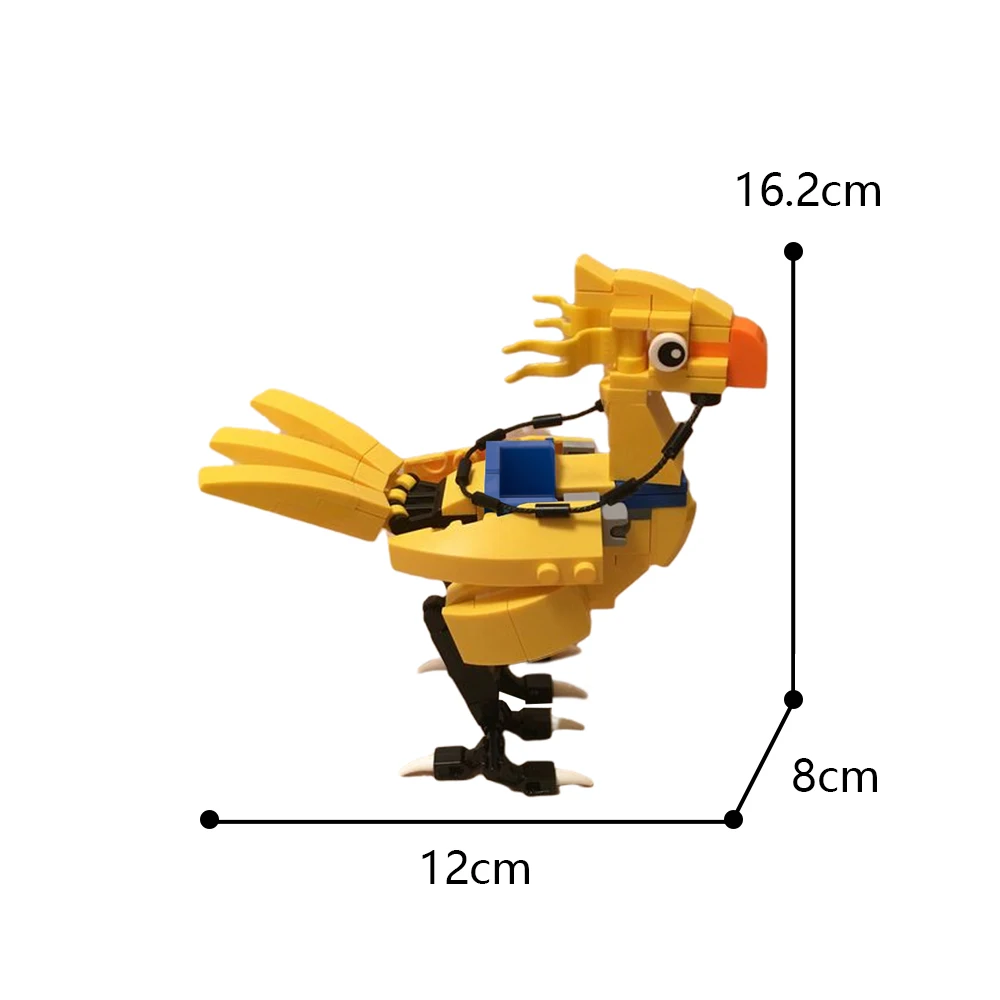 DIY Cartoon Fantasy Chocobo Yellow Bird Building Blocks Kit Video Game Animal Pet Mount Figure Bricks Model Toys Kids Gift