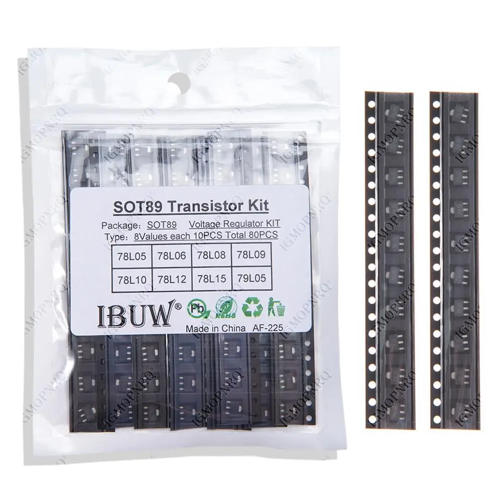 SOT-89 SMD transistor Assorted KIT Total 8kinds X10PCS=80PCS contains 78L05 78L06 78L08 78L09 78L10 78L12 78L15 79L05 hjxrhgal