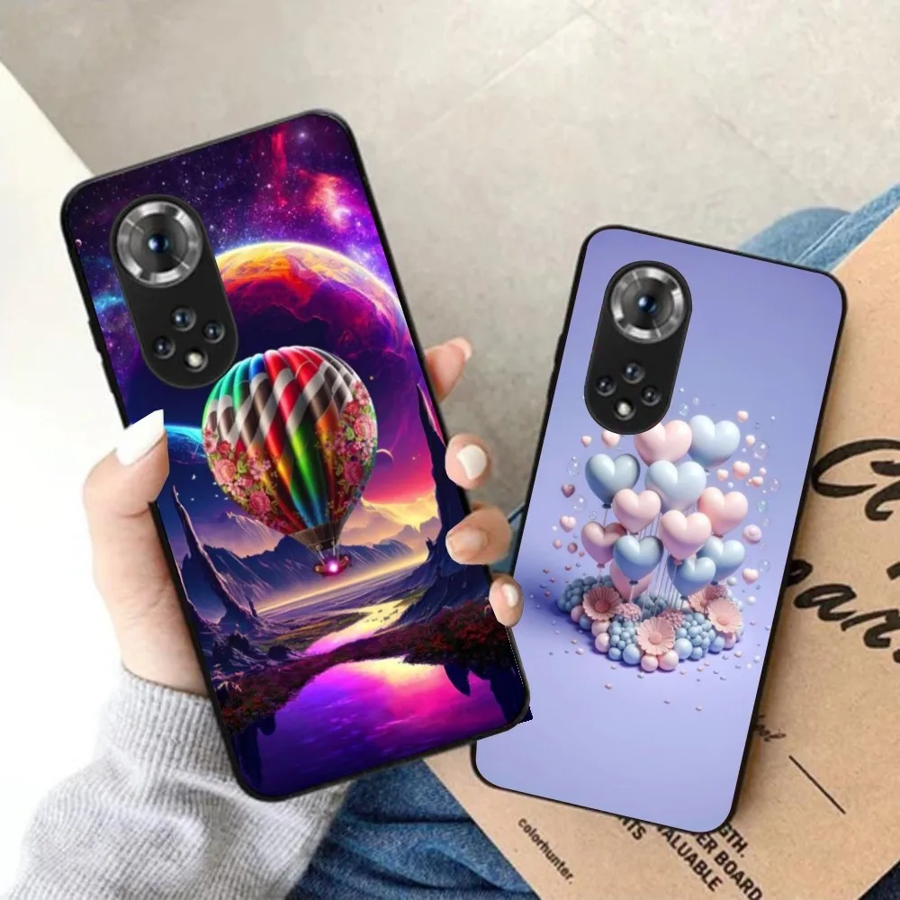 Hot Air Balloon Mobile Cell Phone Case for Honor 90 70 50 20 7S X9 X8 X7 Magic 4 3 Pro Black Soft Phone Cover Funda