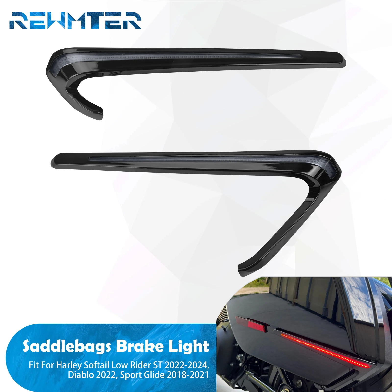 Motorcycle Rear Saddlebags LED Lights Running Brake Lamp For Harley Softail Low Rider ST 22-2024 Diablo 2022 Sport Glide 18-2021
