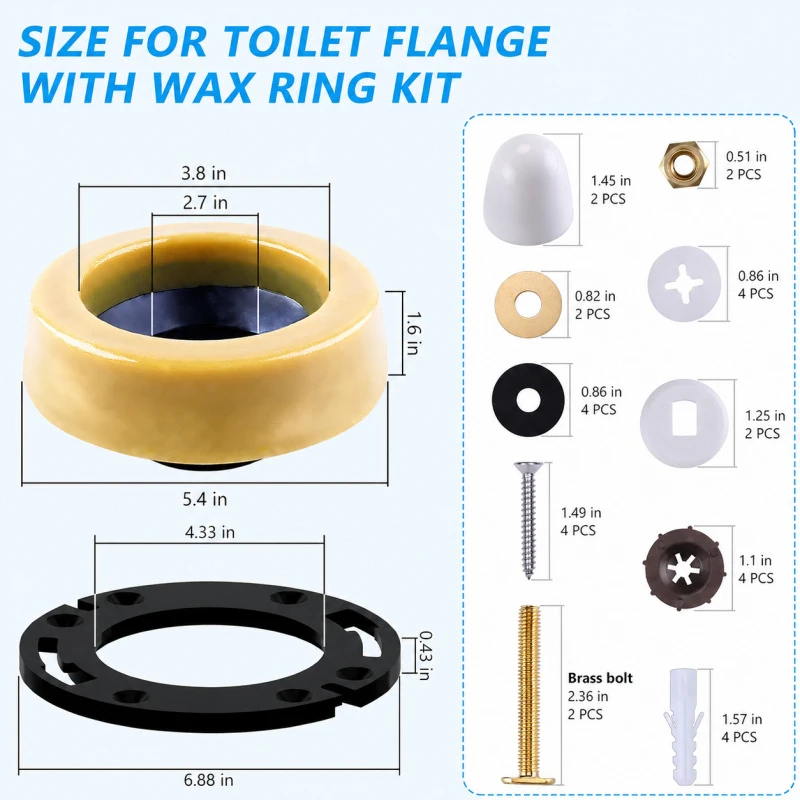 28Pcs Toilet Wax Ring Repair Kit 3 Inch Flange Replacement with Regular Wax Ring, Bathroom Plumbing Sealing Tool Set