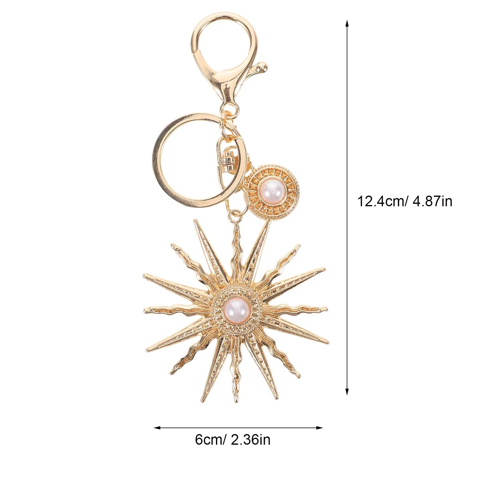 Baroque Sun Keychain Metal Golden Lightweight Car Key Holder Purse Handbag Charm for Women Bag Backpacks