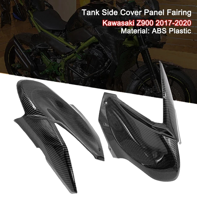 

Carbor Fiber Motorcycle Tank Front Side Panel Trim Cover Fairing Cowl Accessories For Kawasaki Z900 2017 2018 2019