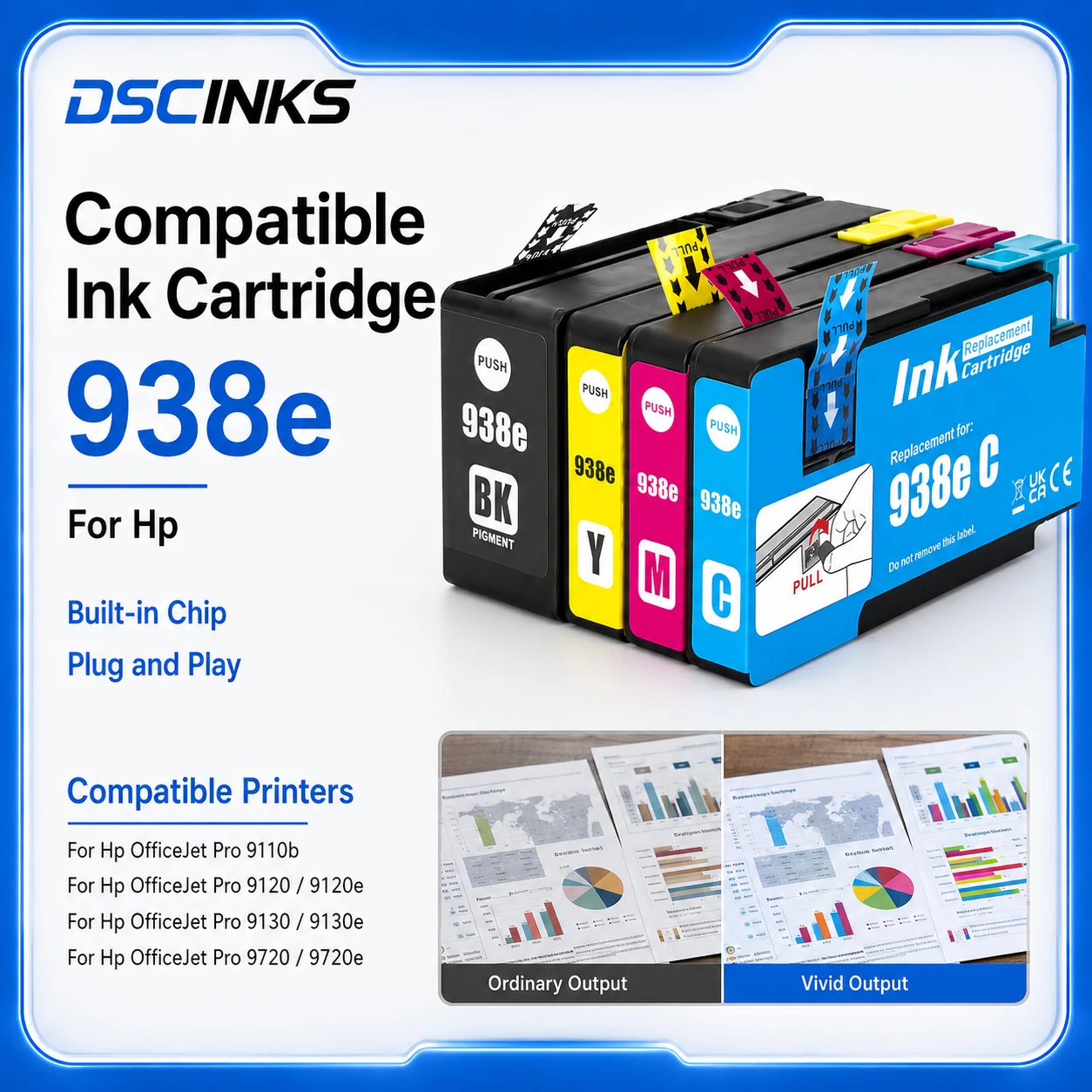 Compatible Ink Cartridge 938 938e for HP OfficeJet Pro 9110b 9120b 9130b 9120 9120e 9130 9130e 9720 9720e 9730 9730e Printer