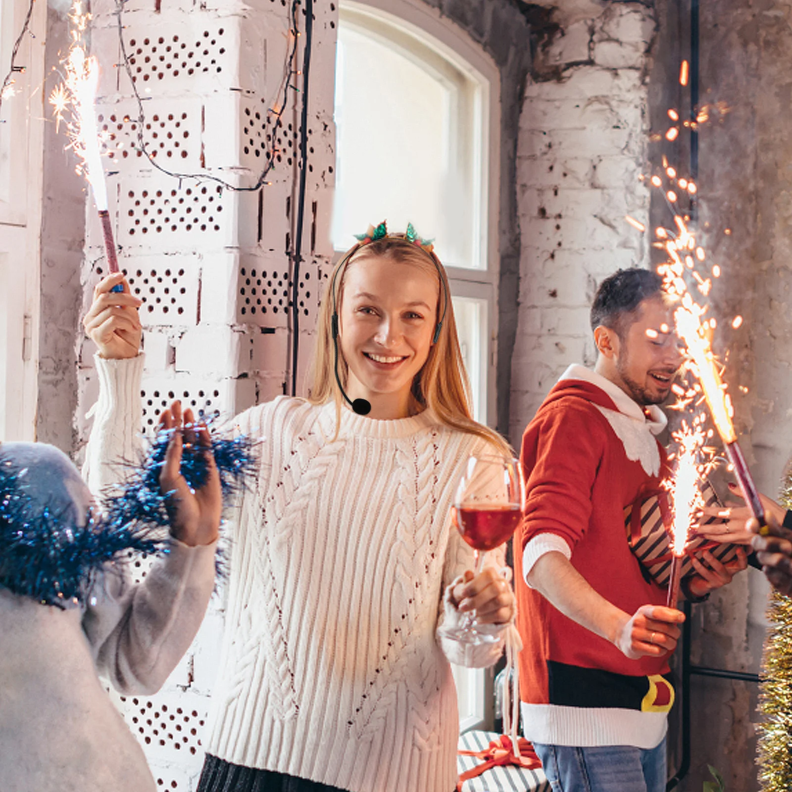 

Fake Microphone Headset Prop Lightweight Realistic Design For Cosplay Rock Performance Masquerade Party Costume Accessories Play