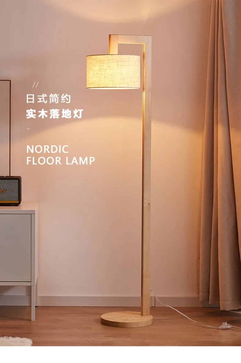 

Japanese Minimalist Solid Wood Floor Lamp Led E27 Nordic Ins Retro Standing Lighting Living/tea Room Sofas Bedroom Bedside Study