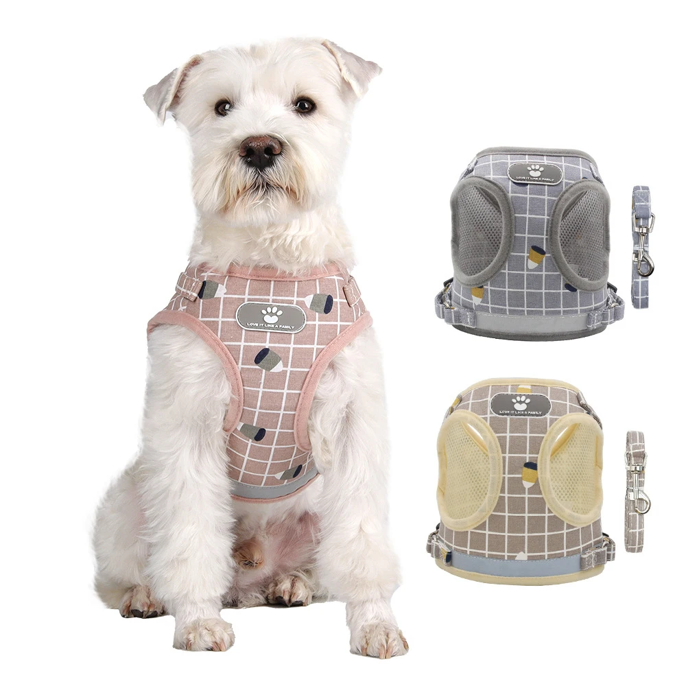 HarNISSAN-Laisse à carreaux pour petit chien, collier de chat, chiot, respirant, FN anian, SFP, coulée, marche, UL, fournitures pour animaux de compagnie