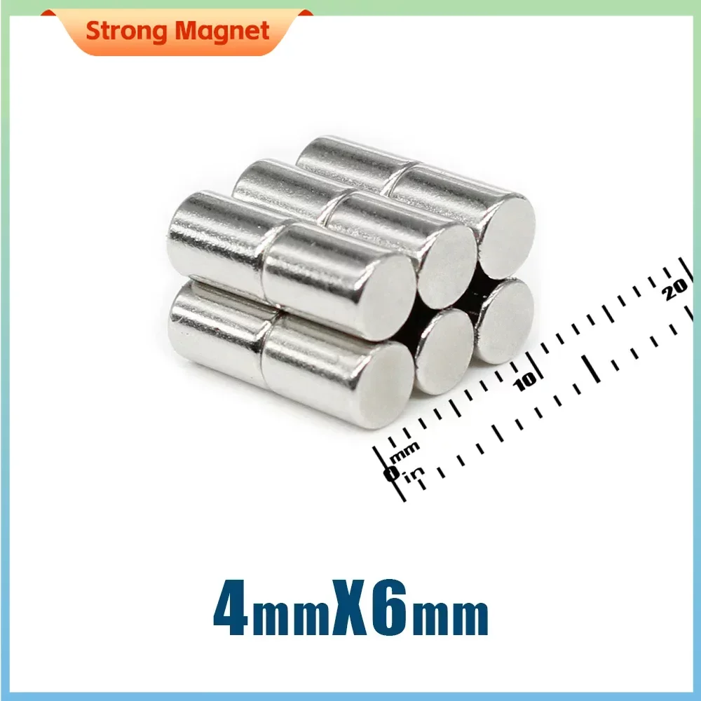 50/100/200/500PCS 4x6mm Mini Disc Super Strong Search Magnet Small Round Neodymium Magnets N35 Fridge Magnetic Sheet