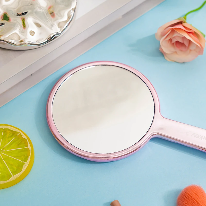 Espelho cosmético circular portátil para mulheres, mini espelho de maquiagem de mão, espelho de mesa, viagem, beleza, bolsa