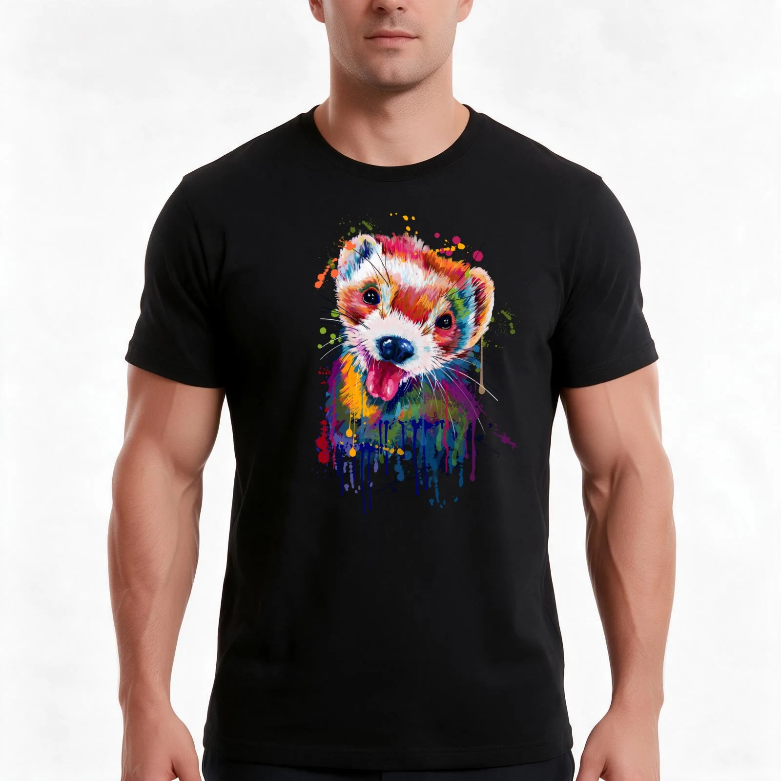 Ferret - Ferret Lover - Ferret Animal Color T-Shirt Summer Casual Cotton Tee Oversized Streetwear Tops Vintage Graphic Print
