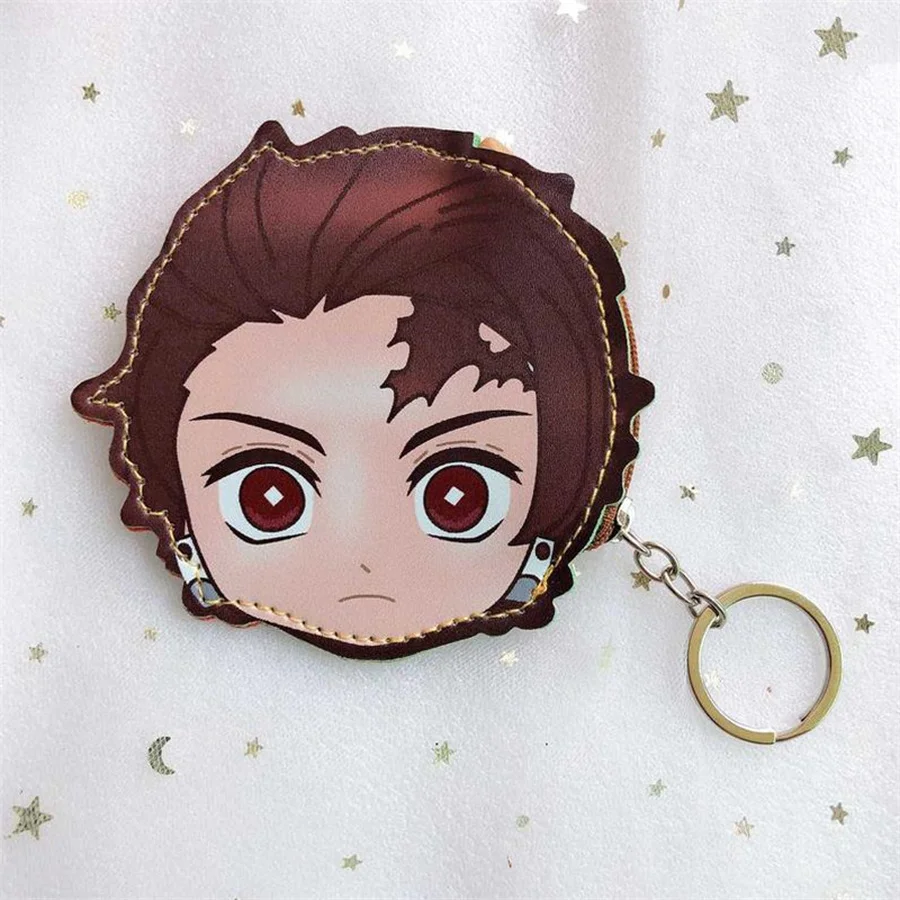 Kimetsu No Yaiba Kamado Nezuko Hashibira Inosuke Coin Wallet Purse Keychain PU Cartoon Wallet Key Pendant