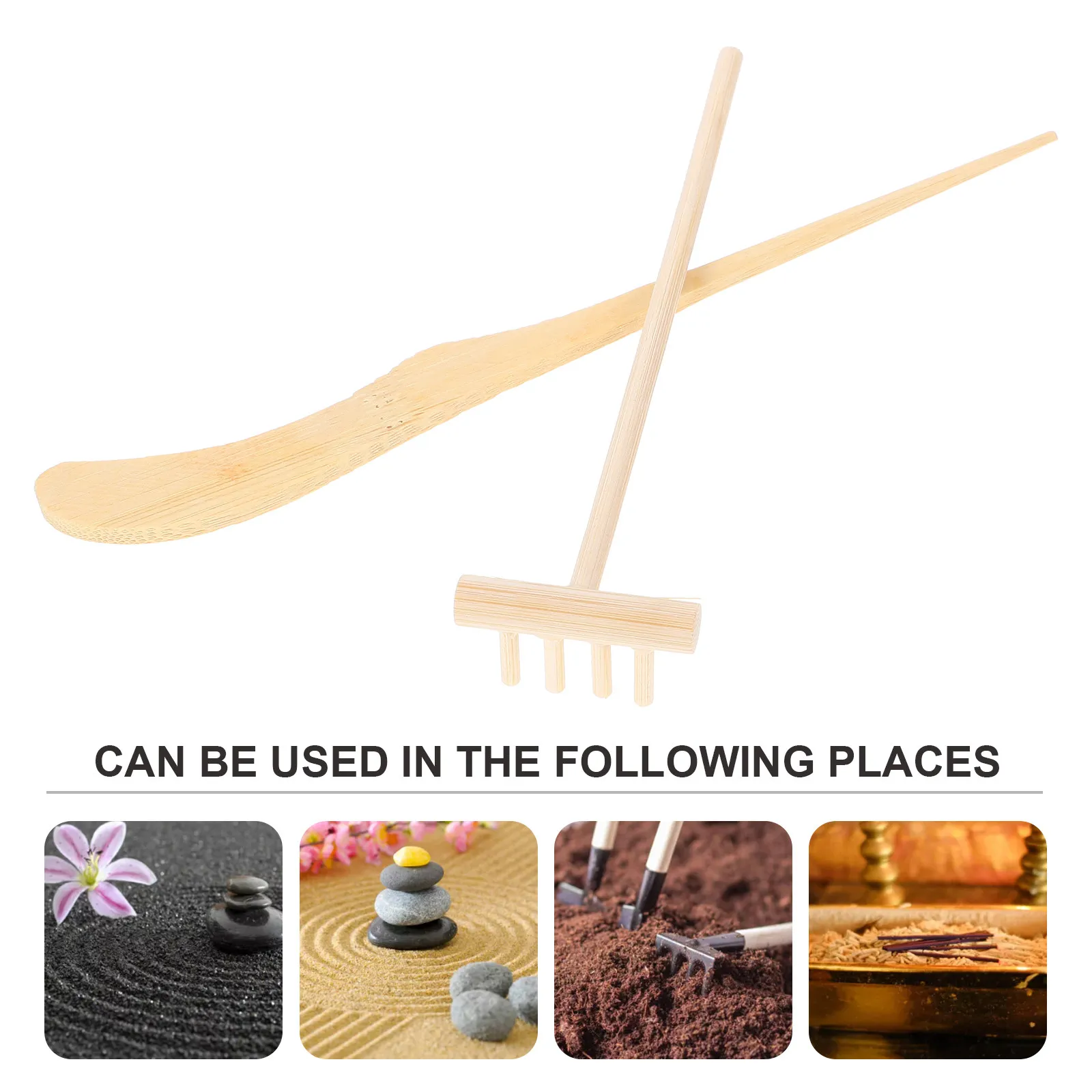 1Set Sand Smoothing Rakes Compact Wood Zen Garden Tools for Desktop Miniature Zen Garden Accessories Sand Tray Tools