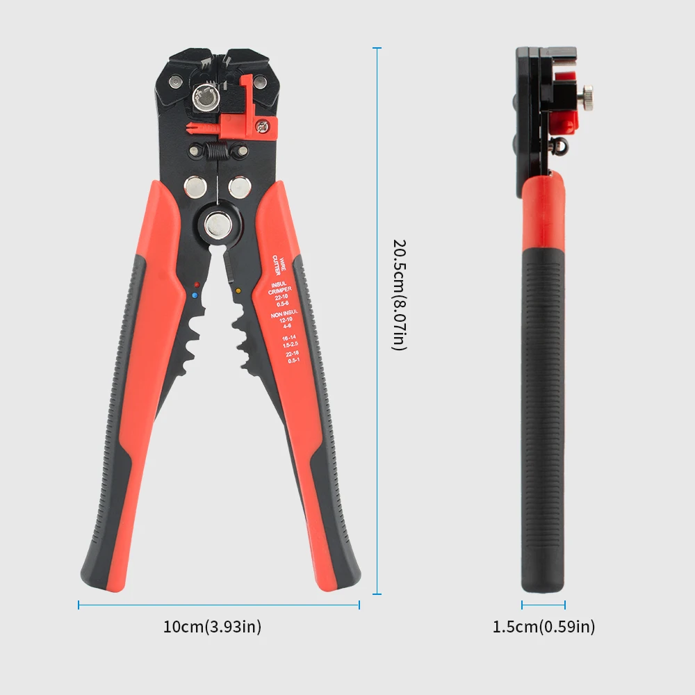 Wire Stripper Crimping Pliers 24-10AWG 0.2-6mm² Multifunctional Adjustable Cable Cutter Terminal Crimper Electrician Hand Tool