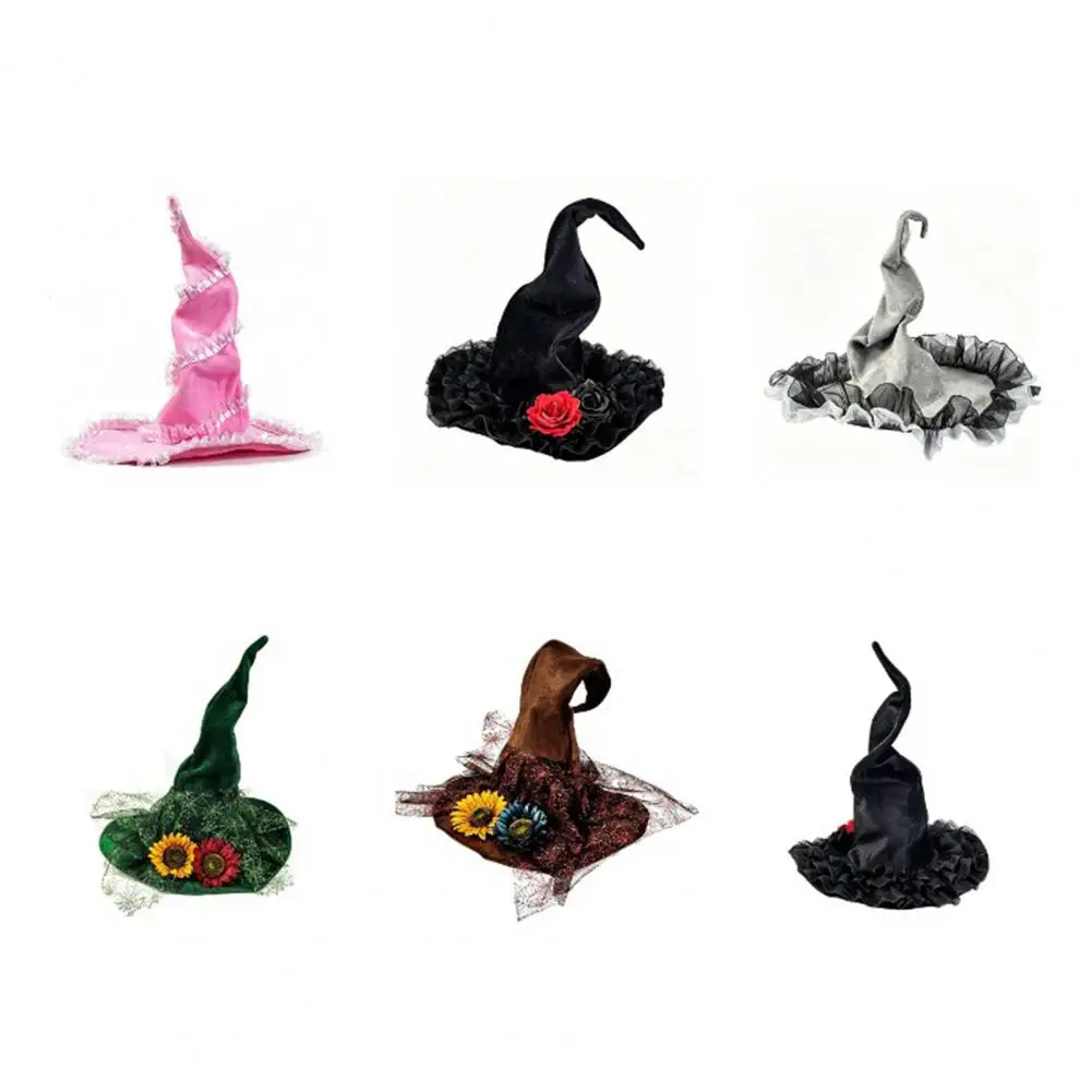 Witch Wizard Hats With Flower Fashion Party Headgear Halloween Party Props Cosplay Costume Accessories For Children Props