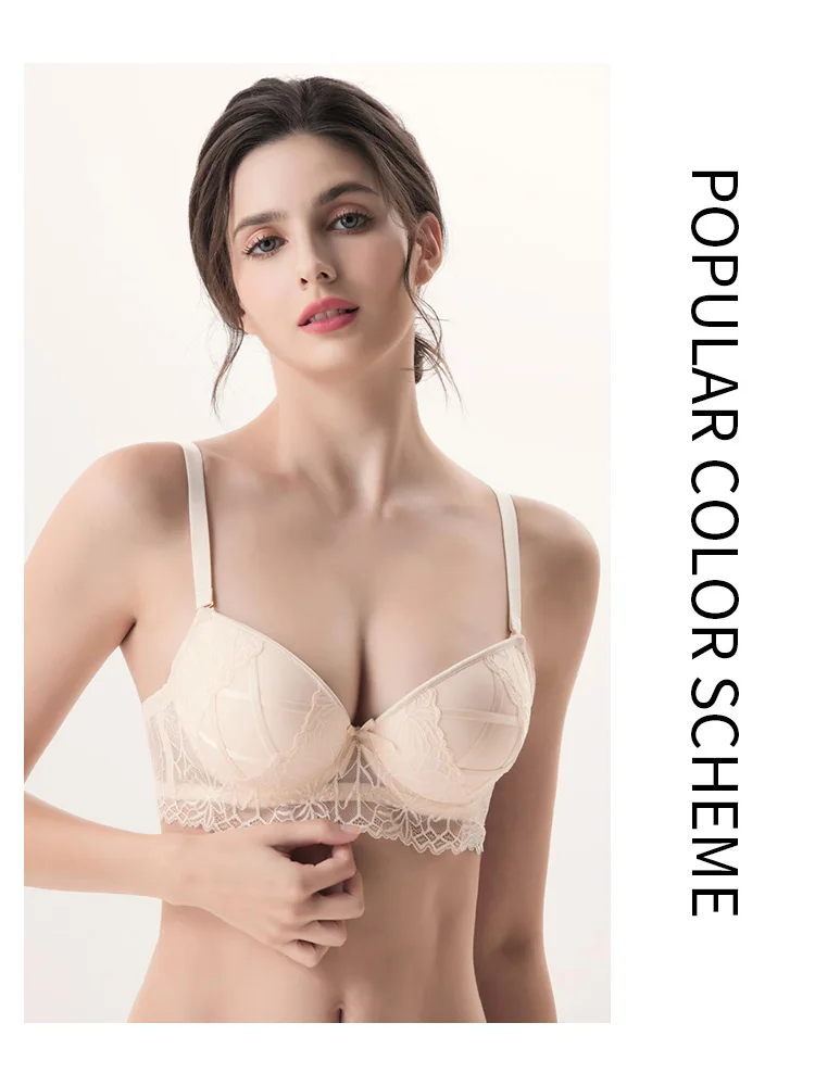 The latest fashion French series sexy lace top underwear support bra set underwear brand thin bottom thick bra