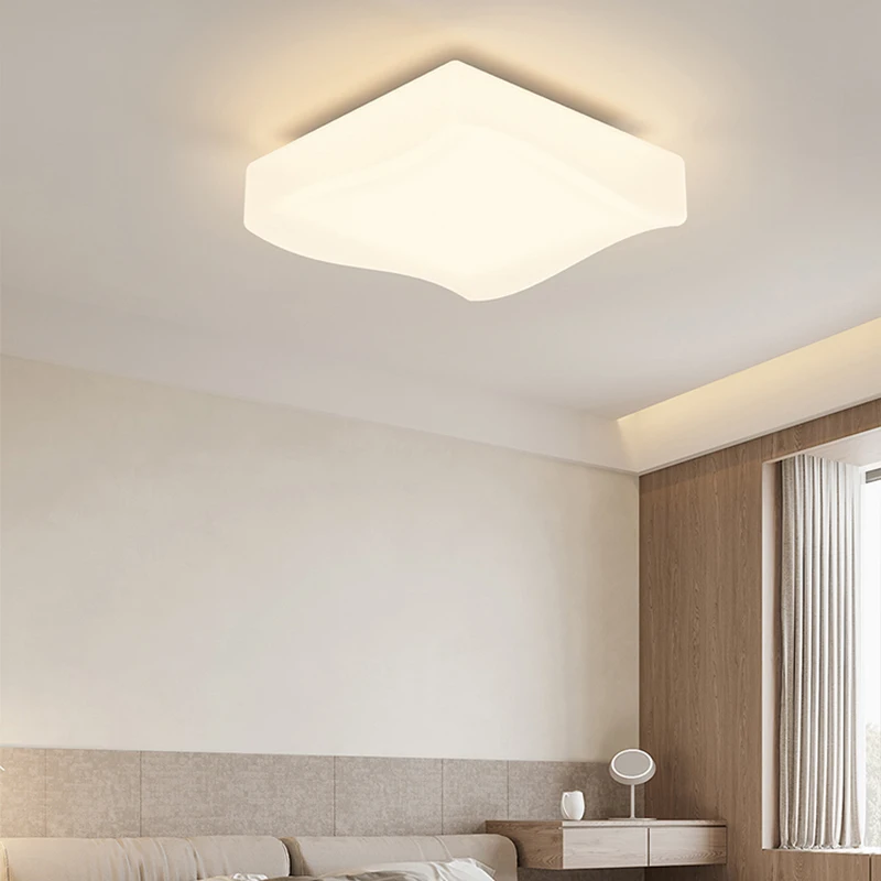 Square Creativity LED Ceiling Light Modern Minimalist Eye-friendly Bedroom Lamp Creamy Style Interior Decor Lighting Fixture