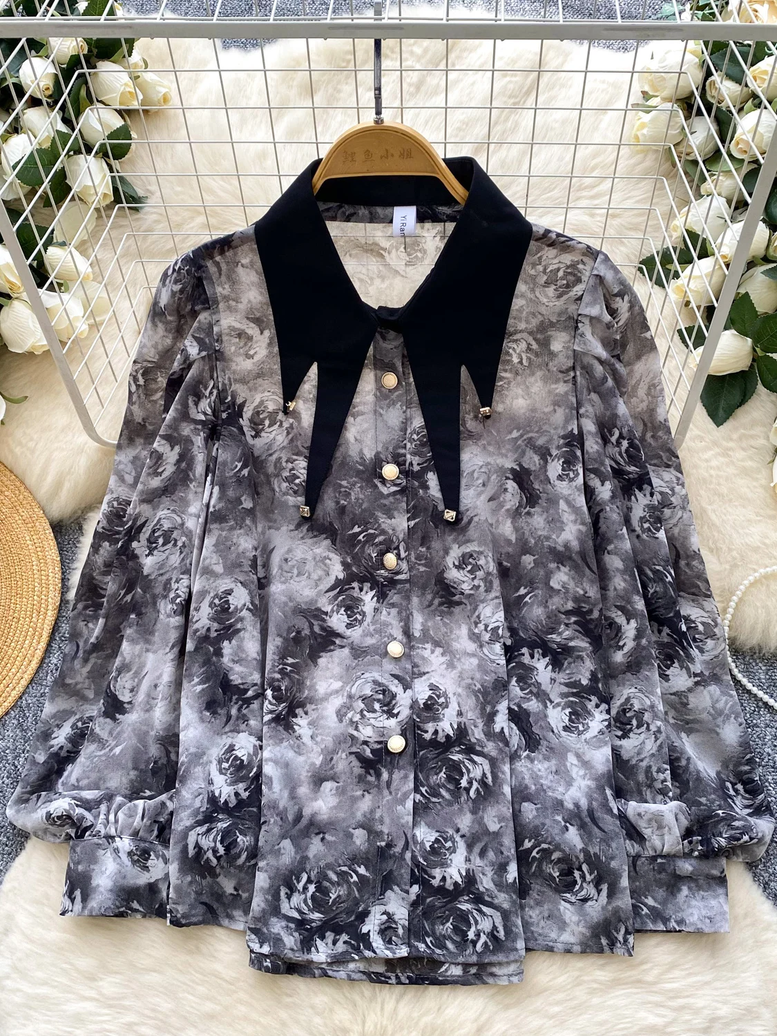 Csa estampada de manga larga hoada e informal para mujer, estilo fino para otoño y primavera, de fibra de poliéster, a...