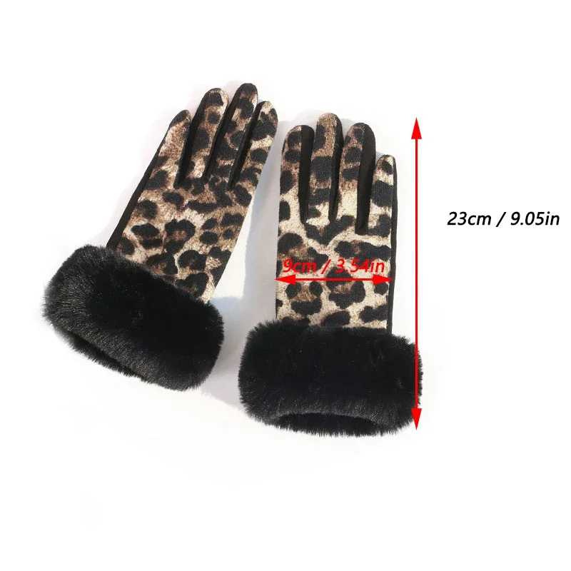 ヴィンテージファッションヒョウ柄手袋レディースヒョウ柄ソフトタッチスクリーン手袋冬暖かいソフトタッチスクリーン手袋
