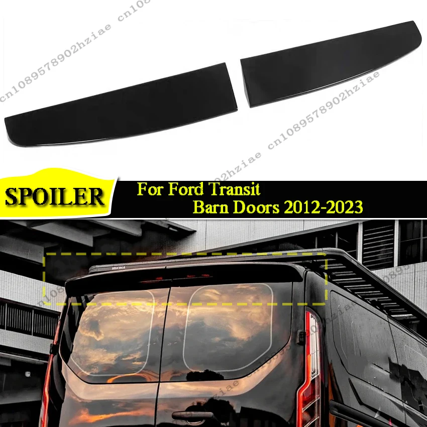 Piezas de extensión de techo trasero para Ford Transit Custom Mk8 2012-2023 puertas de granero alerón de coche ABS negro brillante/Kit de carrocería con apariencia de carbono