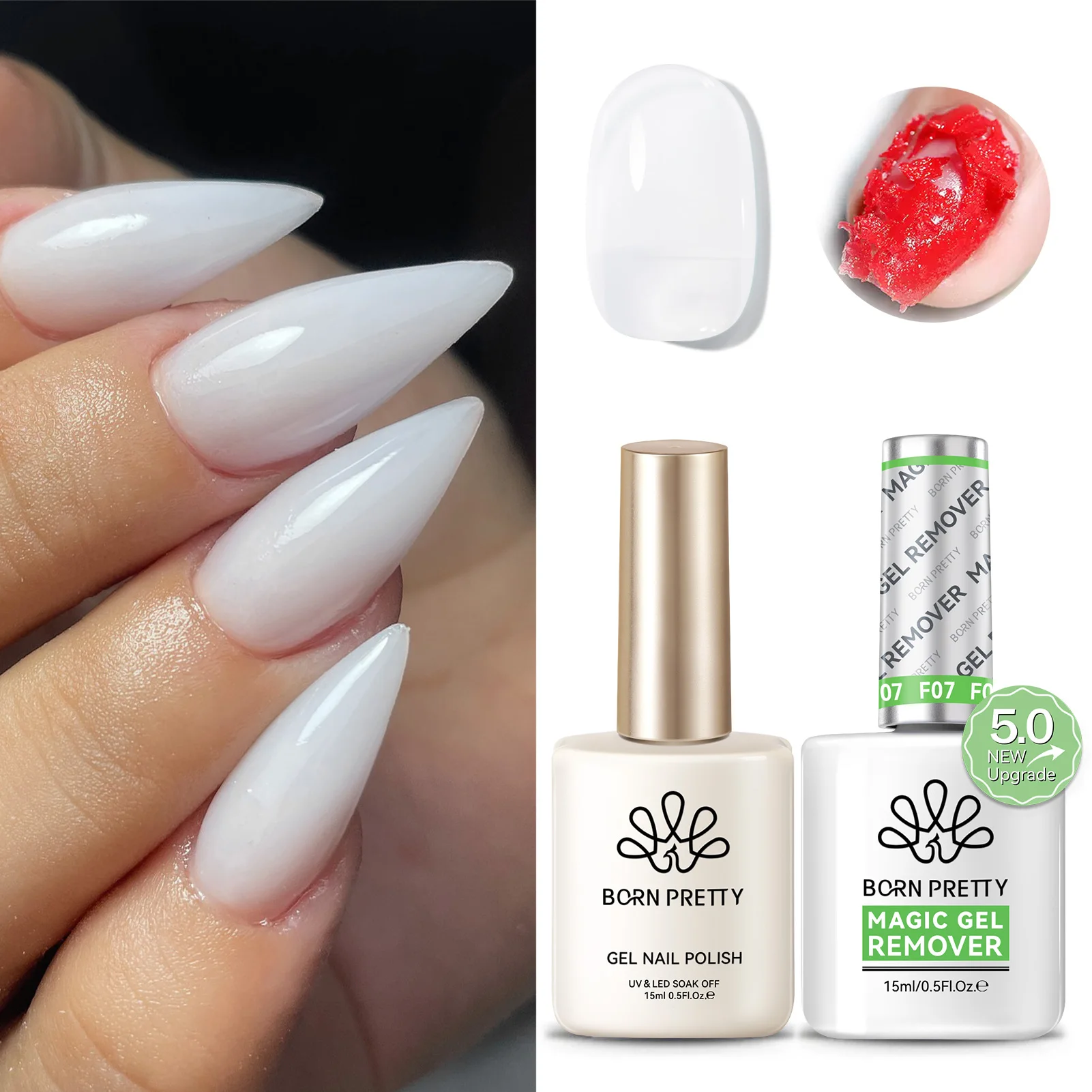 BORN PRETTY 15ml Magic Remover เล็บเจลชุดปลอดภัยเร็วขึ้น 8 IN 1 Bulider เจล Cuticle น้ํามันทําความสะอาดกาวเจลเครื่องมือเล็บ