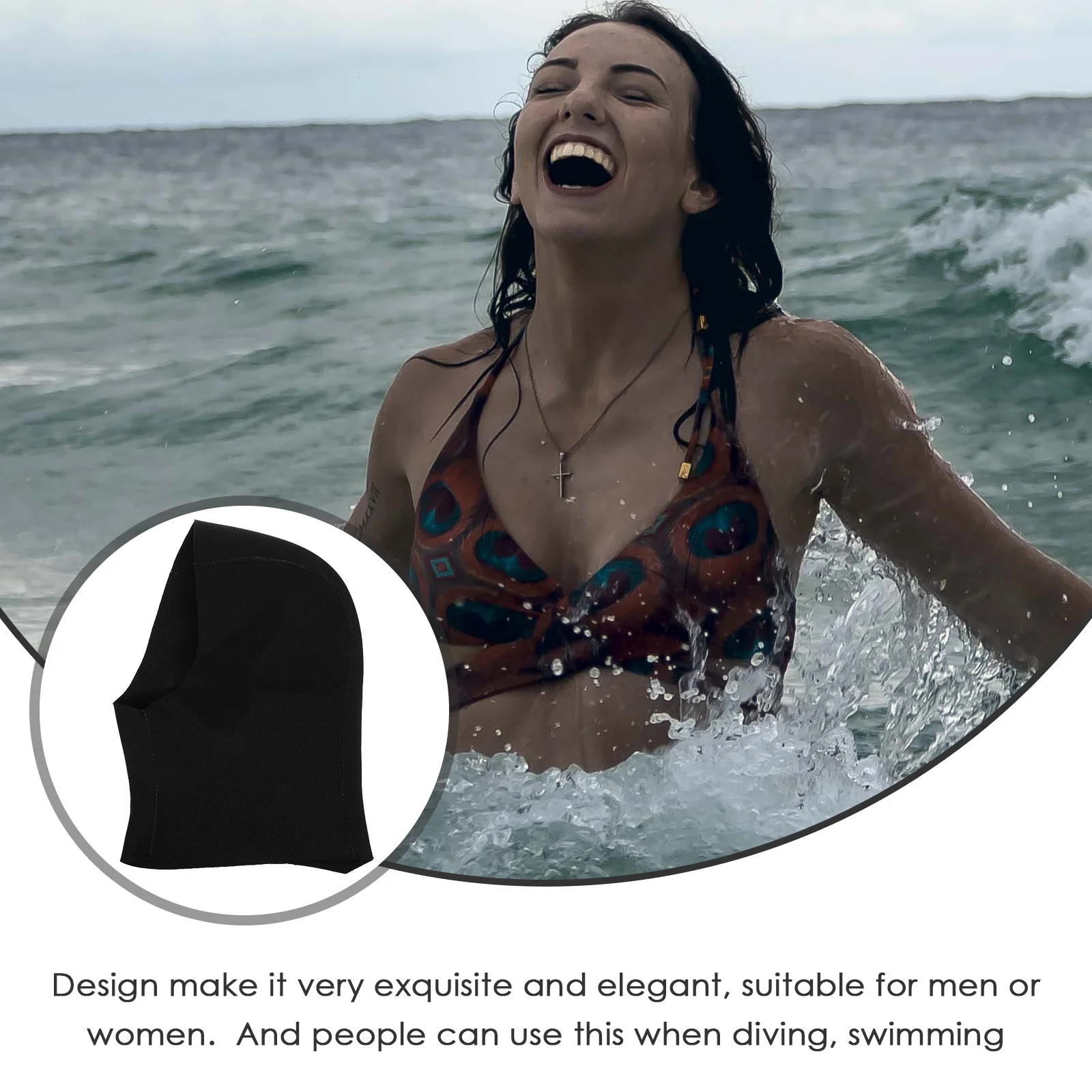 

1pcs Sun Protection Swimming Cap Neoprene Elastic Breathable Adult Men Women Diving Swim Hat Outdoor Water Use Cold Proof