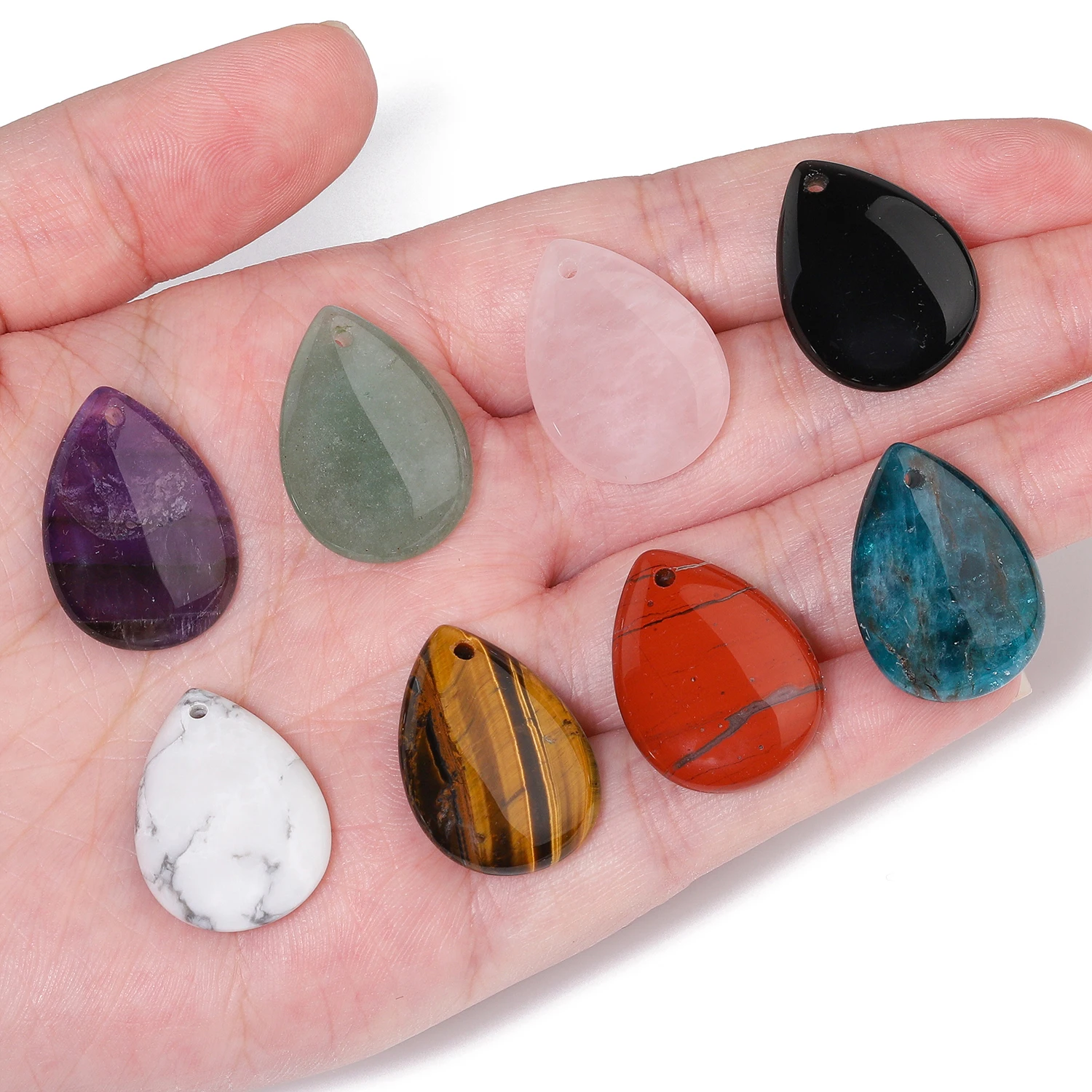 25x18 مللي متر Waterdrop الحجر الطبيعي جمشت الجزع الأباتيت افينتورين حلية قلادة المرأة صنع المجوهرات ل عقد دي اي واي اكسسوارات #3