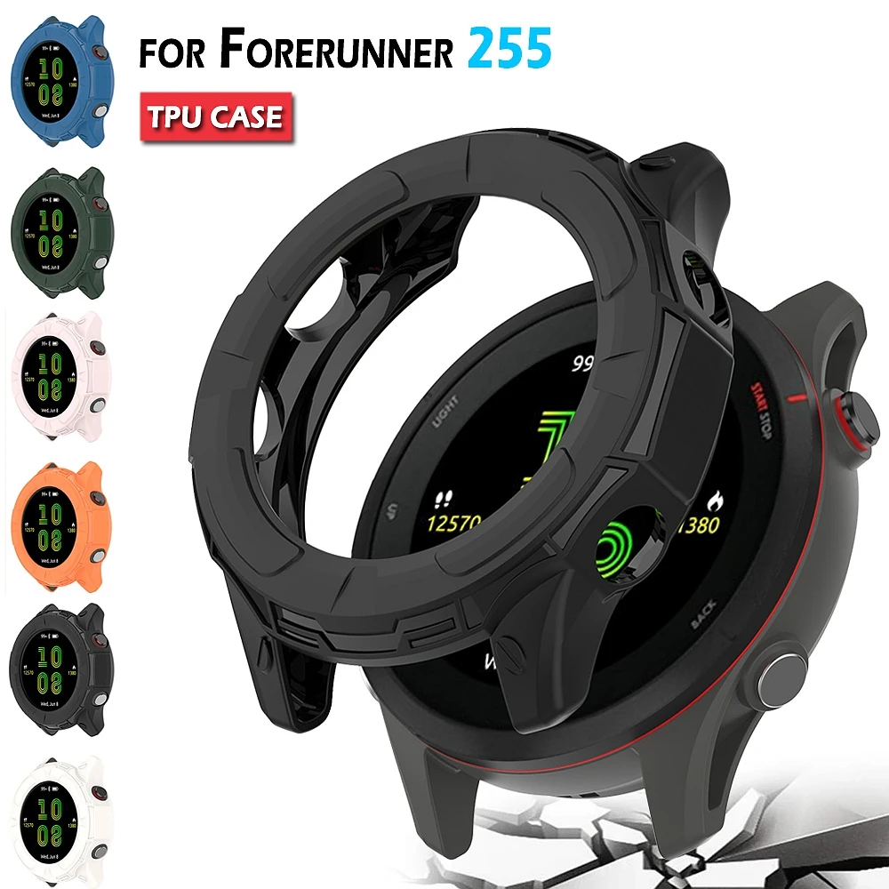 حافظة لينة من البولي يوريثان لهواتف Garmin Forerunner 255 255s ساعة ذكية واقية من السيليكون ملحقات إطار حماية الشاشة