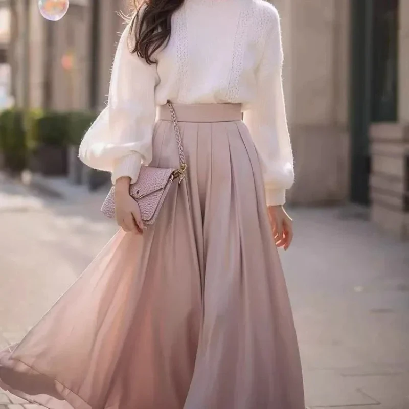 

Нежный осенний вязаный костюм, зимнее платье с комплектом белой юбки-свитера, комплект из двух предметов