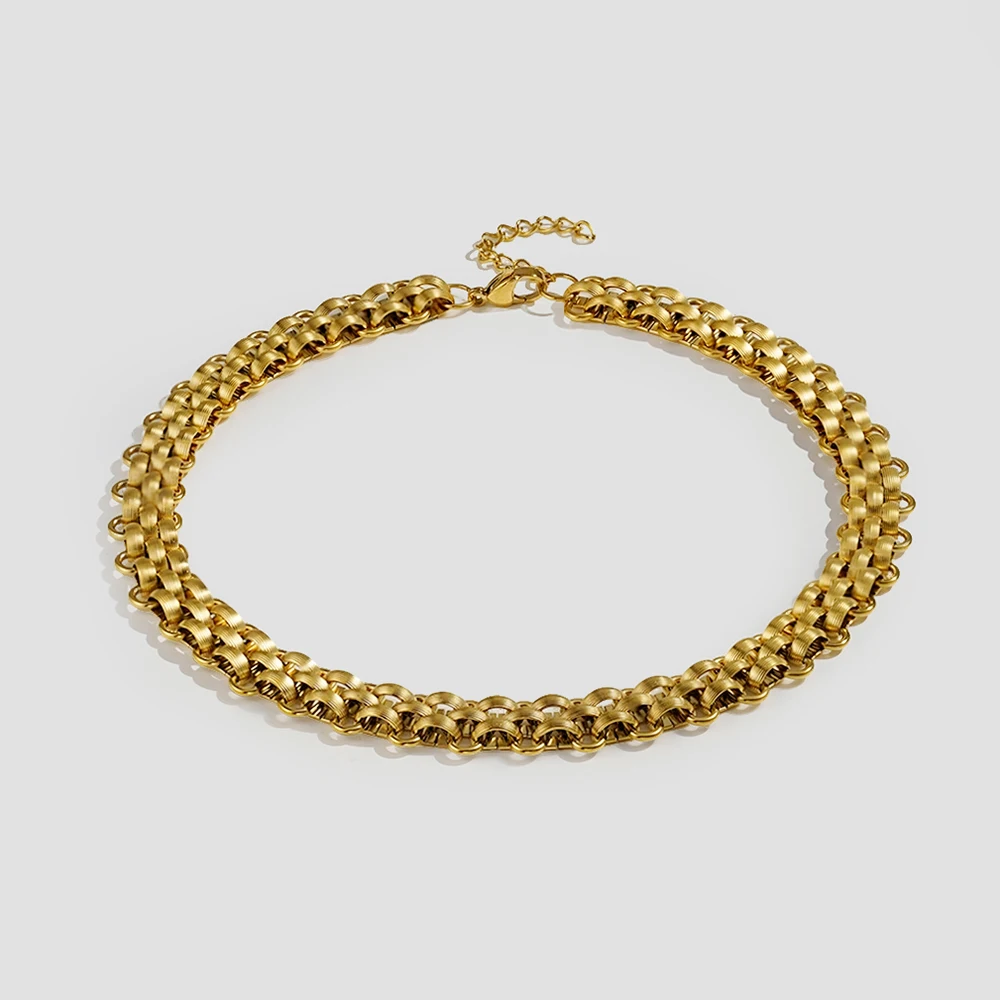 ENFASHION Punk Thick Chain Three Layers Stripe Necklace For Women's Para Mujer 18K Gold Plated Fashion High Street Jewelry P3706