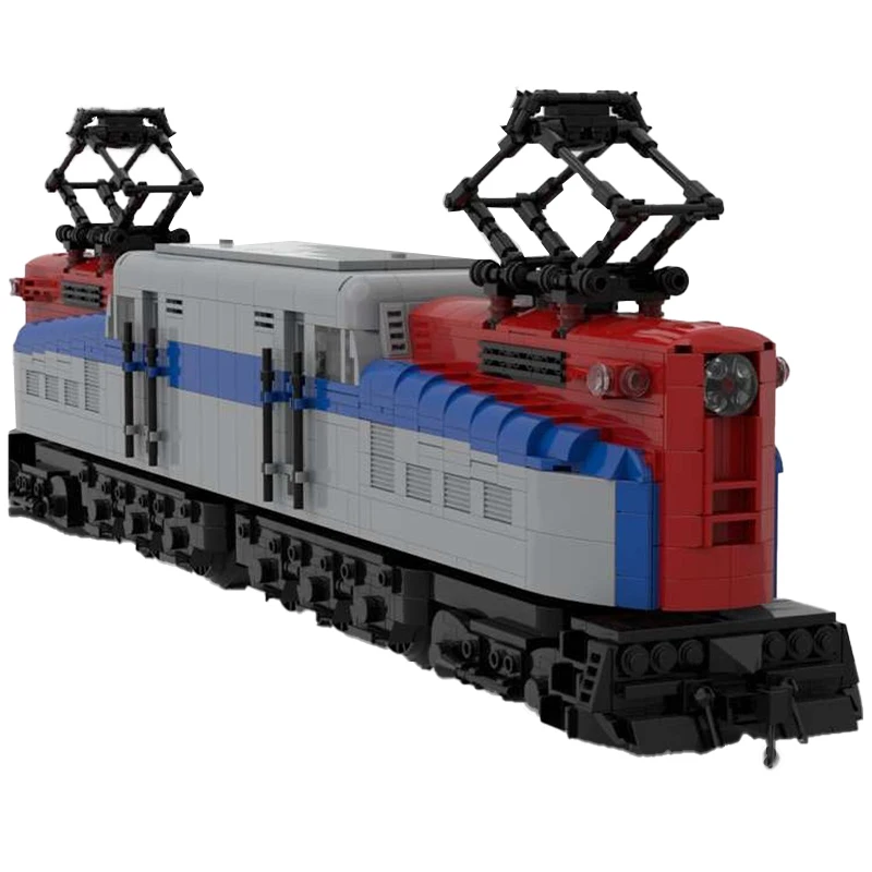 Intercity-tren de pasajeros Amtrak GG-1 para niños, modelo clásico MOC, bloques de construcción, ensamblaje de partículas pequeñas, juegos de Juguetes