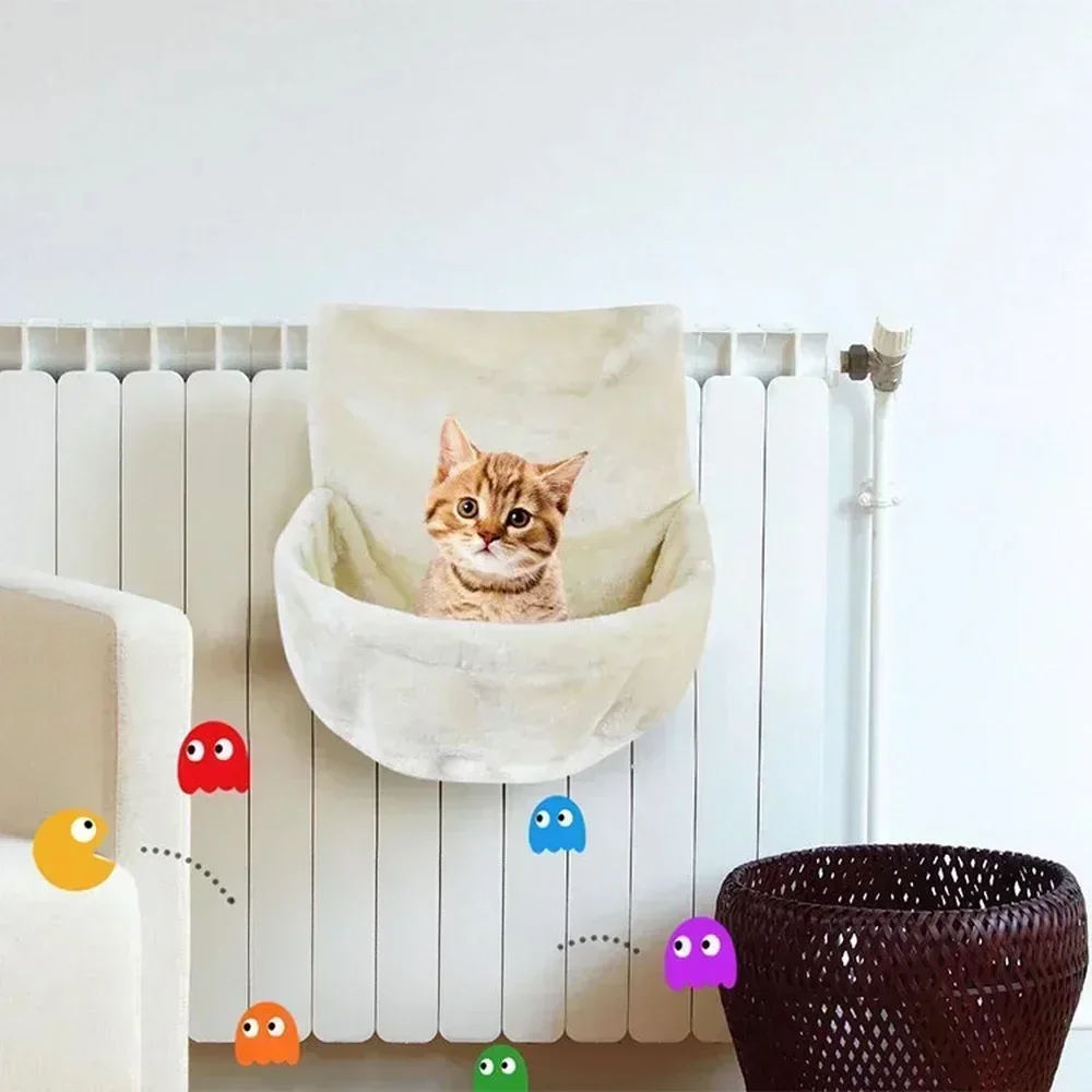 Cat Plush Radiator Bag Soft Cat Hanging Bed with Strong Durable Iron Frame Warm and Cosy Cat Hanging Hammock for Small Pets