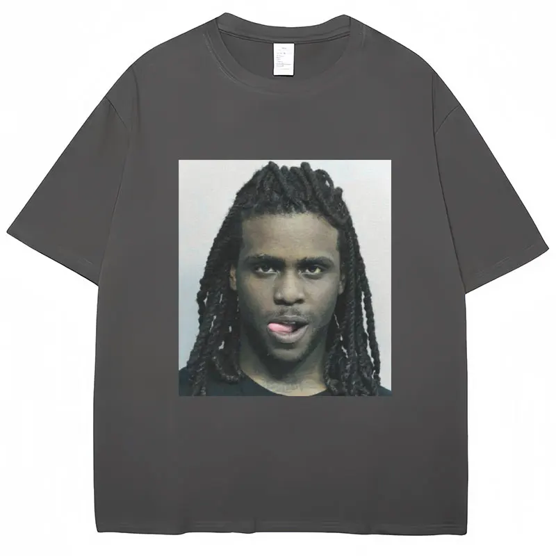 Rapper Chief Keef Mugshot Print Male T Shirt Men's Fashion Casual Short Sleeve Cool Hip Hop Gothic Loose Cotton Street T-shirts