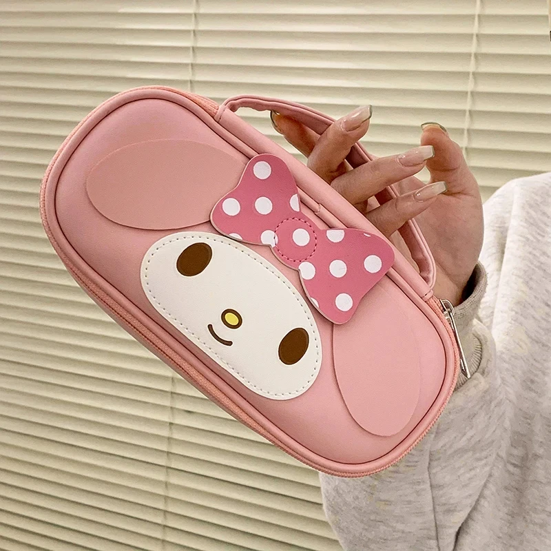 Sanrio Kuromi astuccio di grande capacità Cartoon Student Portable PU Pen Bag cancelleria scolastica My Melody Supplies Storage Bag