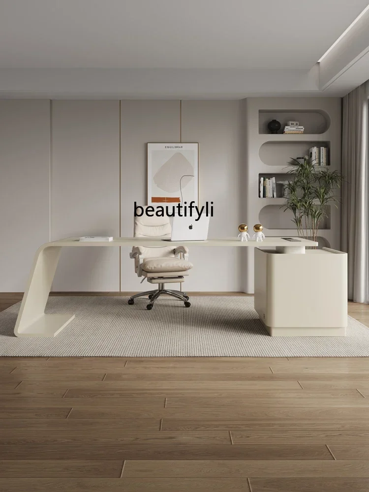 Living room long desk French computer study boss calligraphy table cream wind