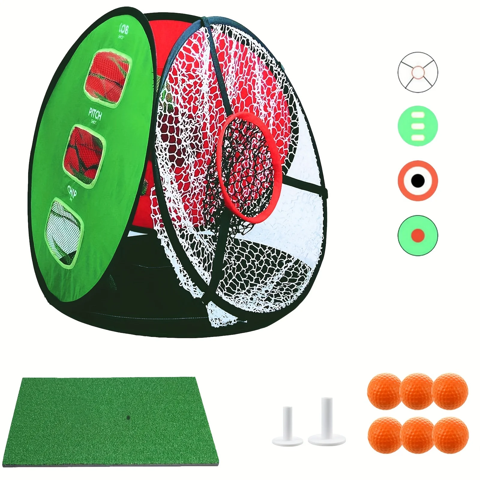 Golf Hitting Practice Net Target Cloth with Mat for Backyard Driving Range, Golf Chipping Training Net for Indoor Outdoor Use