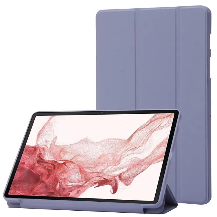 

For Samsung Galaxy Tab S8+ Auto Wake/Sleep Function Anti-scratch Soft Silicone+Leather Cover Three-fold Stand Well-protected Tab