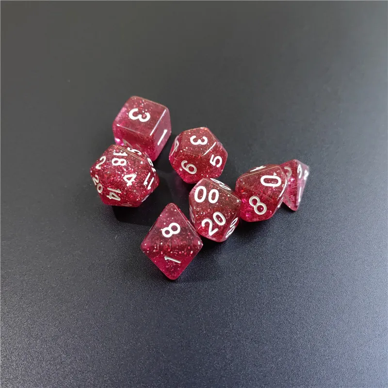 7 PCs 1 Set Of Transparent Flash Point Dice New Acrylic Set D4 D6 D8 D10 D12 D20 Multi-sided Dice TRPG Dungeons & Dragons Game