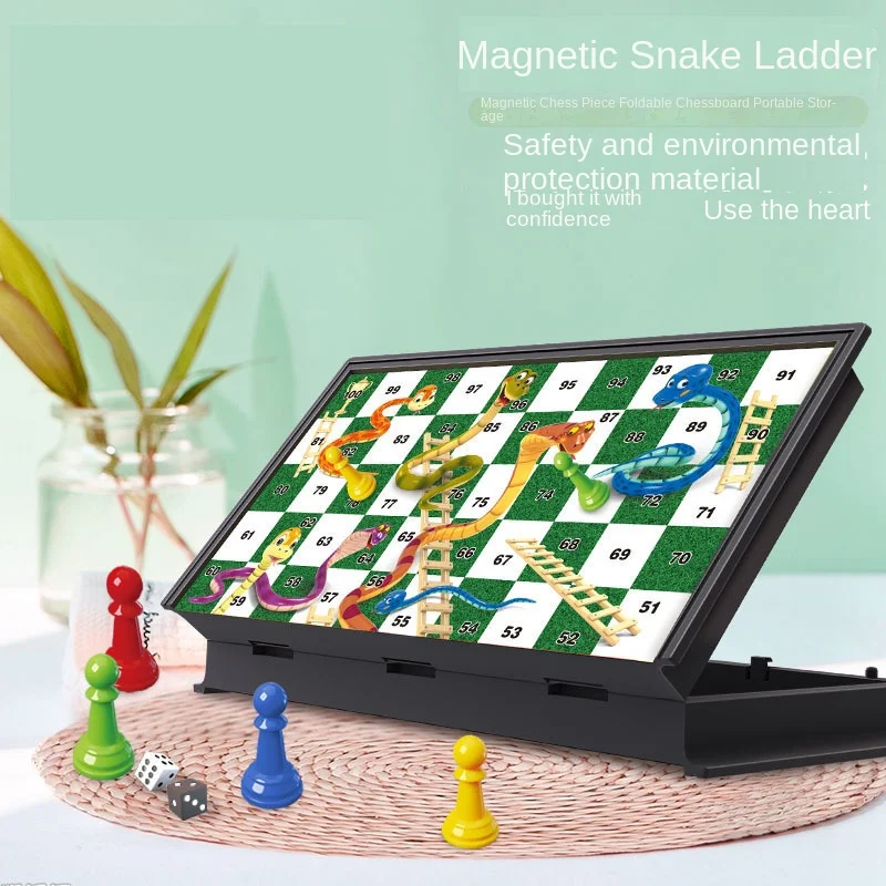 

Magnetic Snake Ladder Chess Foldable Chess Board Portable Parent Child Table Game Children's Puzzle Toys