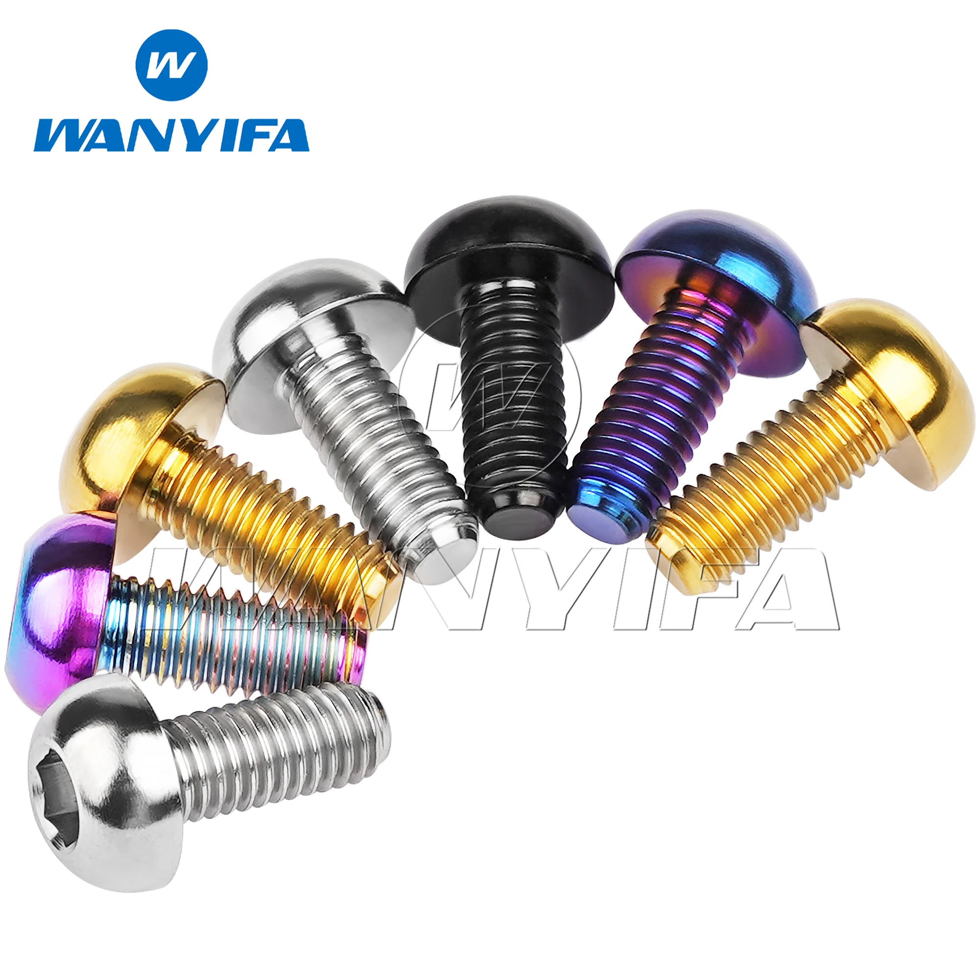 Wanyifa 4/10pcs M5x12mm Titanium Button Big Head Bolt for Bicycle Water Bottle Cages