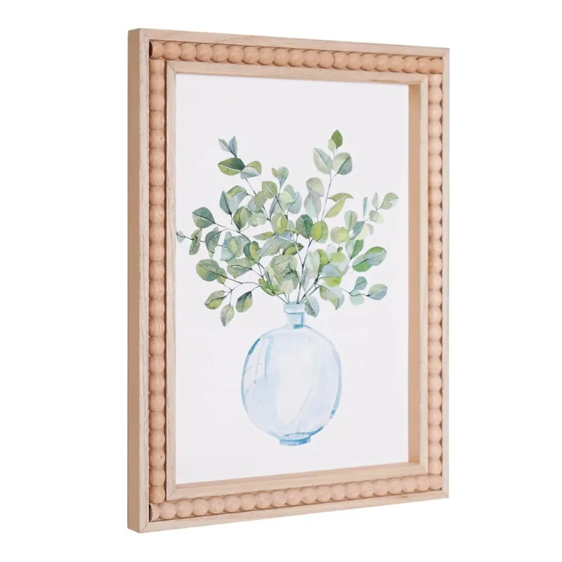 

Farmhouse Beaded Wood Frame Botanical on White Background Wall Art 13" x 16"