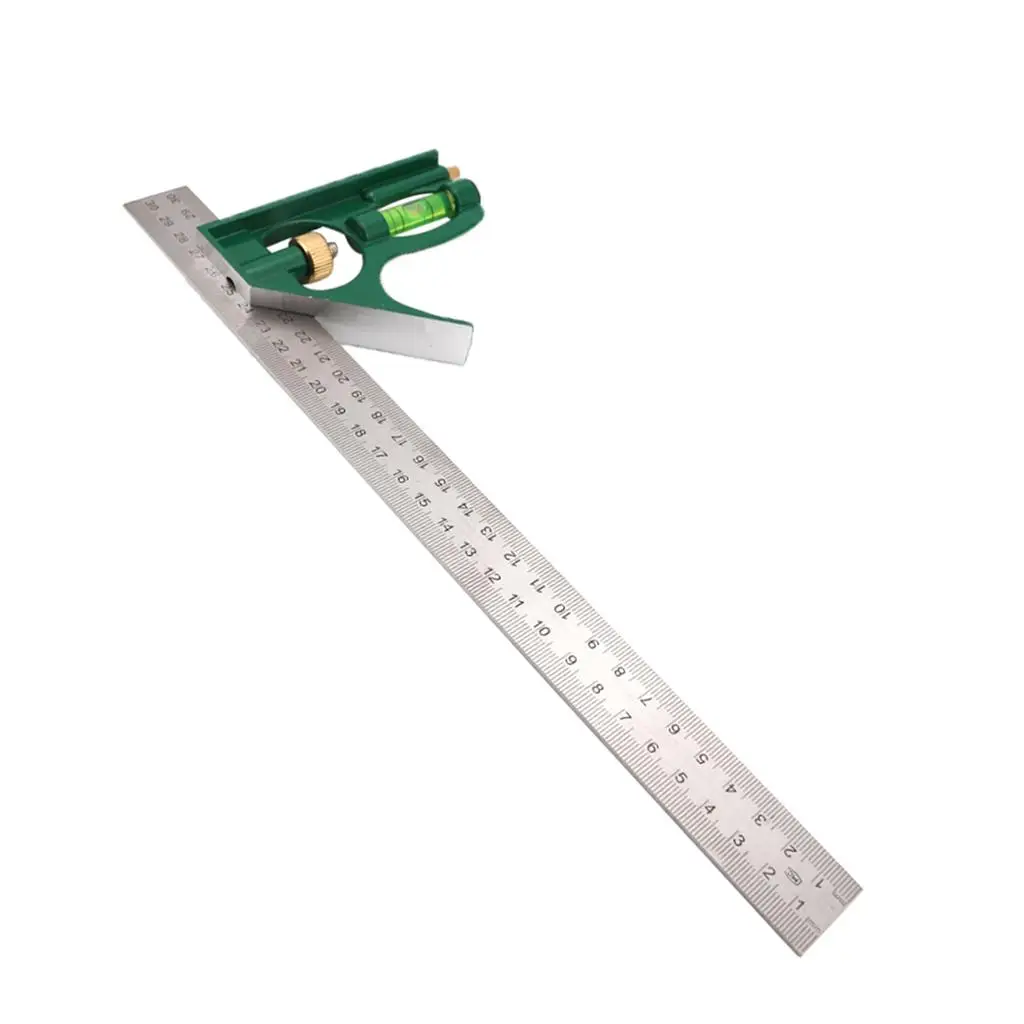 

Комбинированная квадратная линейка из нержавеющей стали 300 мм, измерительный транспортир - зеленый