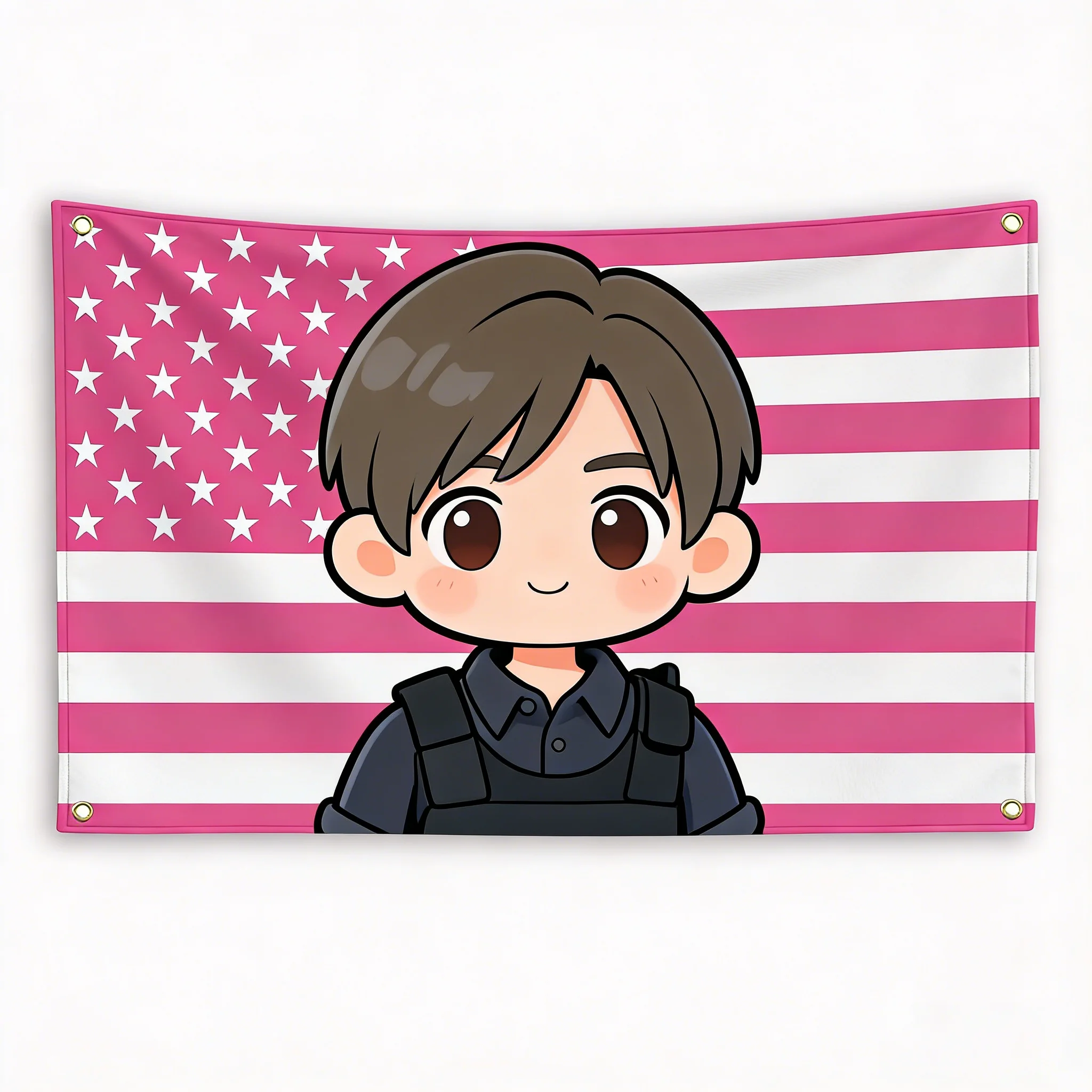 Leon Kennedy American Flag Tapestry Game Character Wall Art Gamer Room Decor Wall Hanging For Bedroom Dorm Garage Home Decoratio