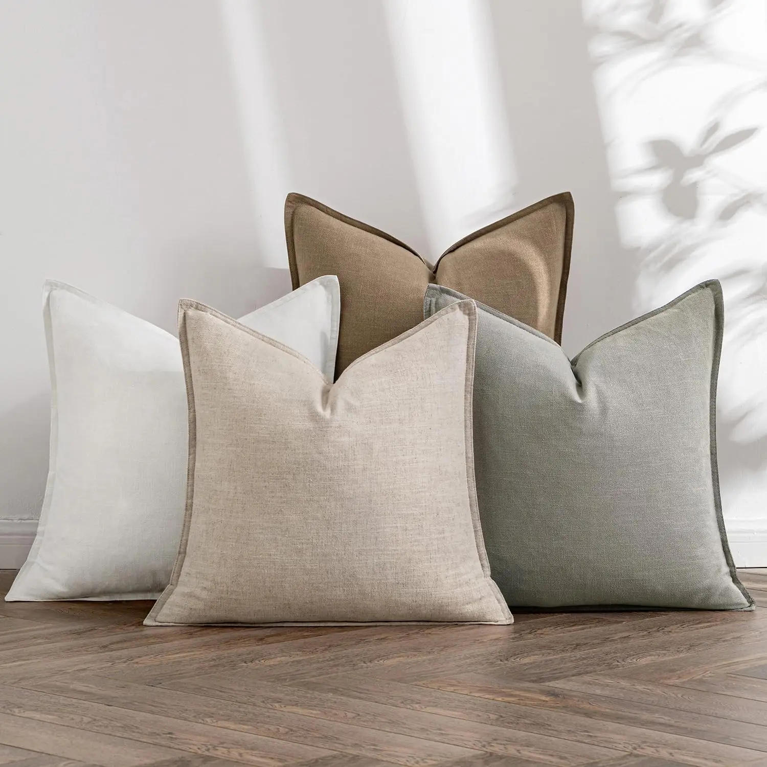 

Neutral Linen Pillow Covers Pa Of 4 Decorative Natural Solid Throw Pillow Covers Soft Accent Boho Farmhouse Couch Pillowcases