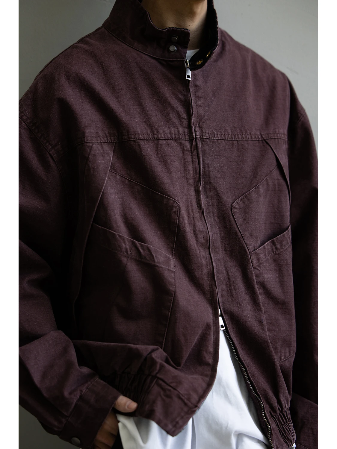 

Heavy Du Waed Vintage Stand Collar ort Jaet American Workwear Patchwork ket Men's Jaet Youth Faion Cotton 00%