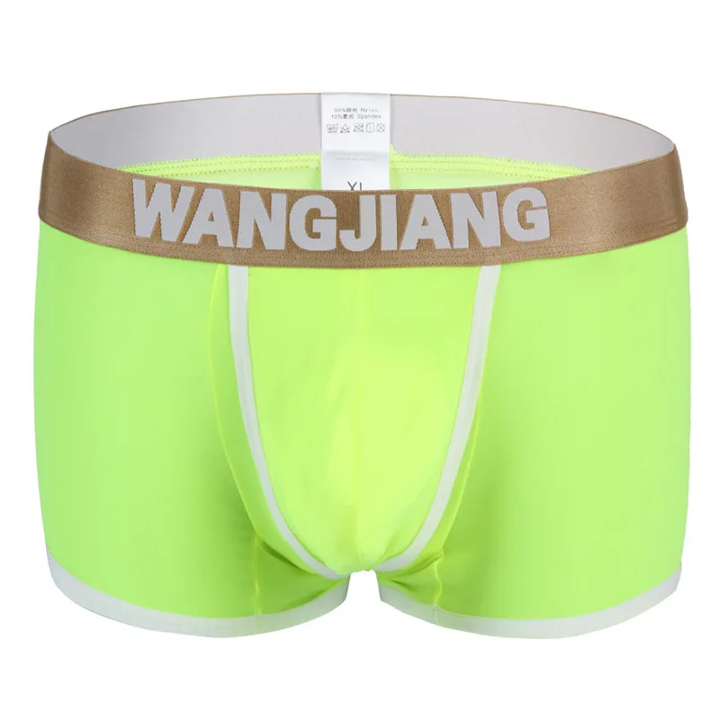 Men\'s underwear ice silk summer low waist thin shorts with empty jockstrap elastic body breathable boxers