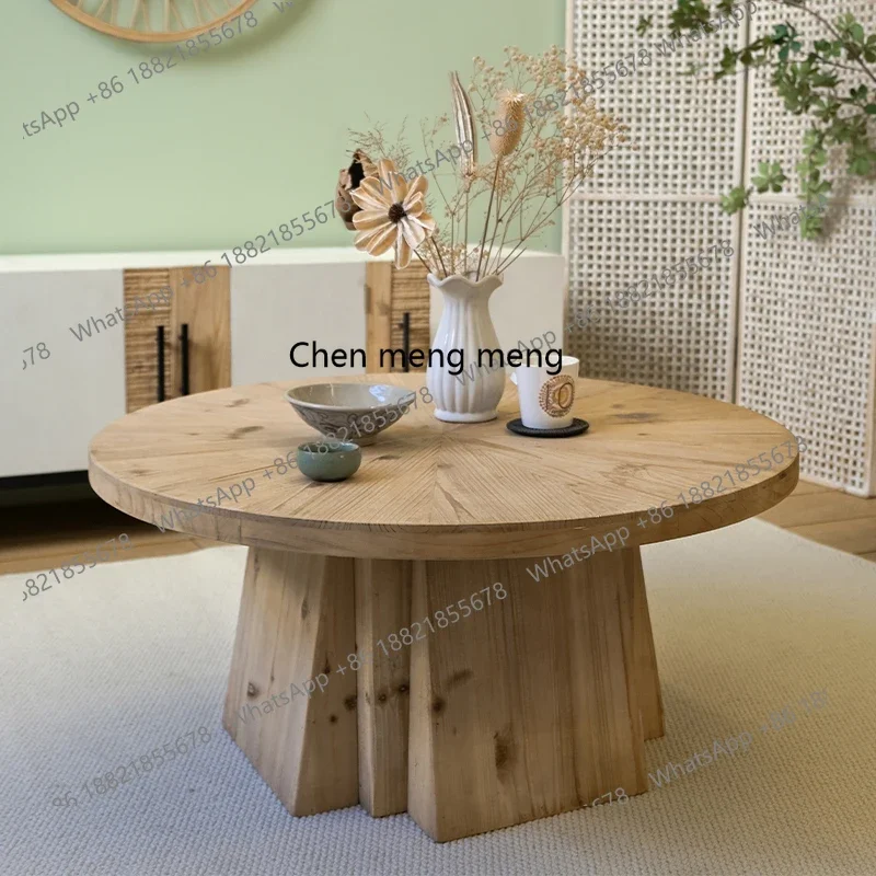 M138 Tea Table Small Apartment Living Room Sofa Front Balcony Homestay Low Coffee Table Natural Wood Nordic Wabi-Sabi Style Tabl