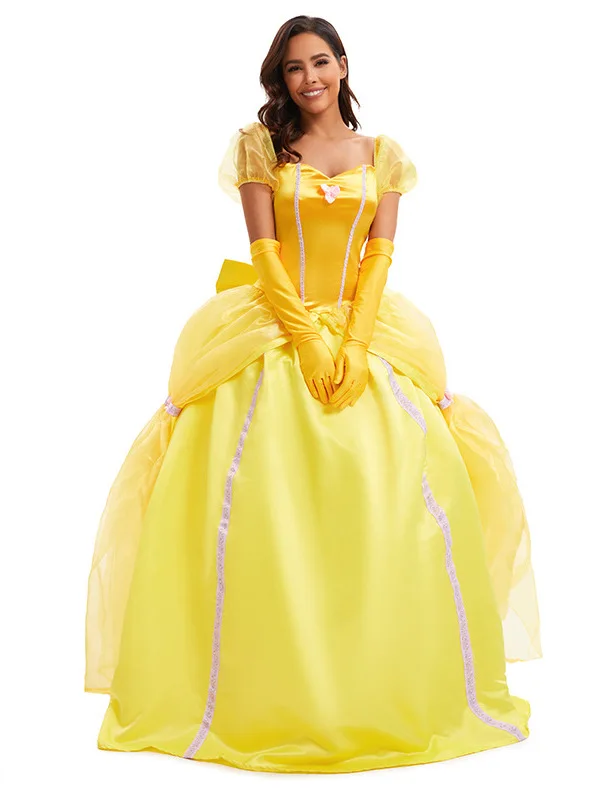 

loween Costume Beau And the Beast Belle Princ Skirt Cosplay Cross-Border Women's Traditional Costume Ethnic Stage Wear
