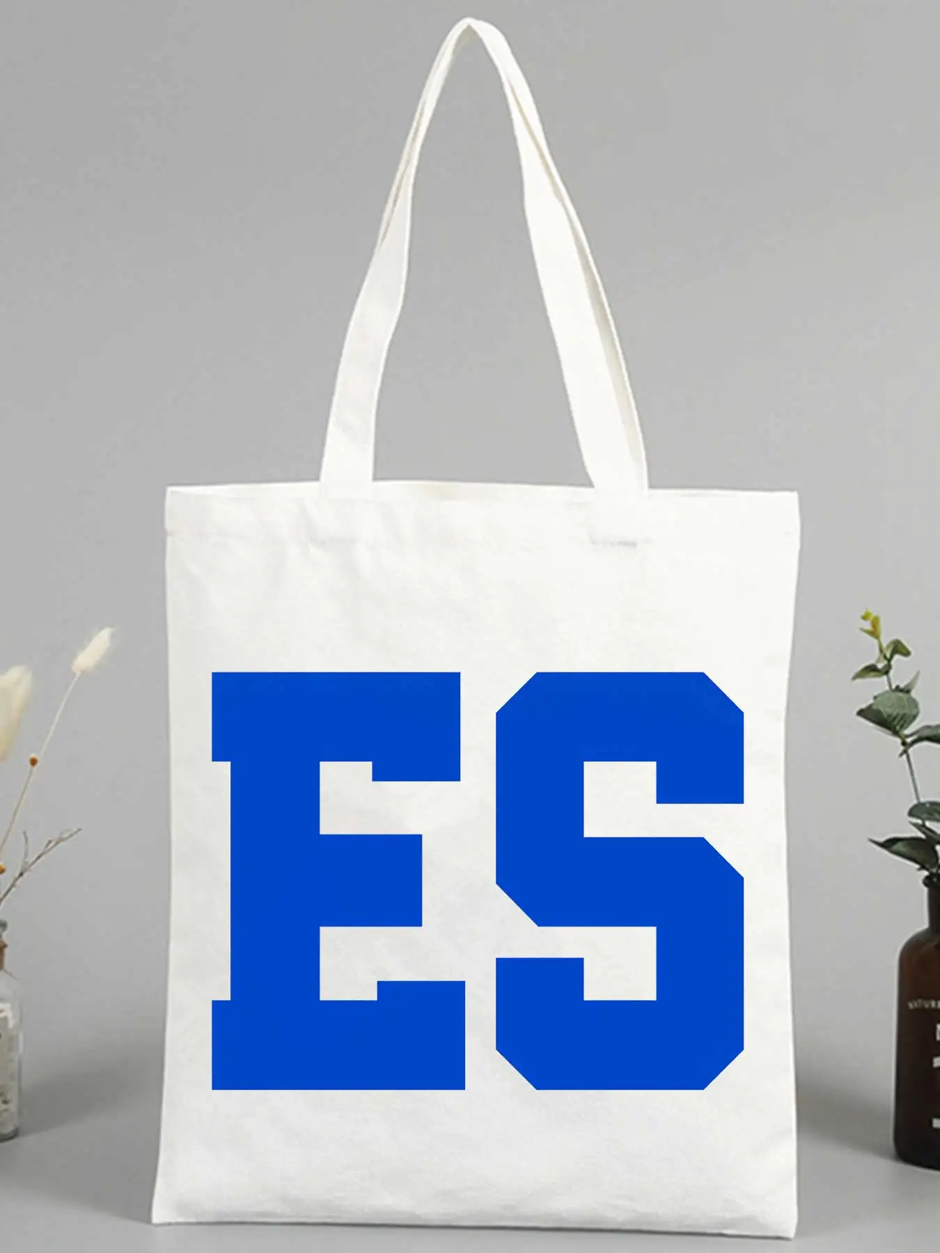 Women's letter print canvas tote bag, casual style for daily shopping and outings